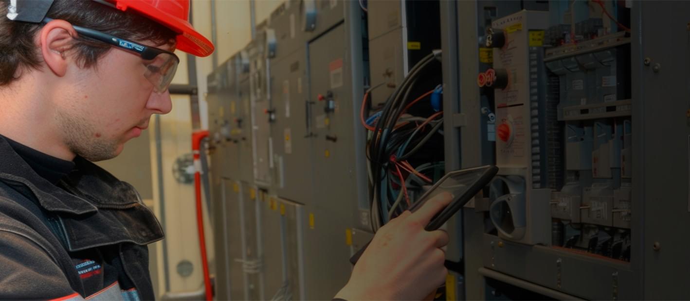 Tablero eléctrico industrial en mantenimiento